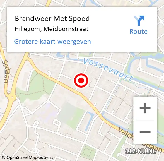 Locatie op kaart van de 112 melding: Brandweer Met Spoed Naar Hillegom, Meidoornstraat op 28 juli 2014 13:04