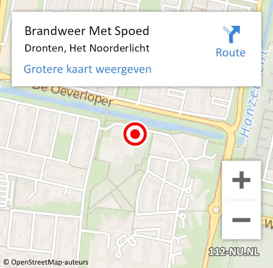 Locatie op kaart van de 112 melding: Brandweer Met Spoed Naar Dronten, Het Noorderlicht op 3 september 2022 19:31