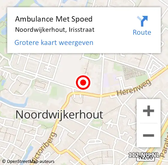 Locatie op kaart van de 112 melding: Ambulance Met Spoed Naar Noordwijkerhout, Irisstraat op 3 september 2022 19:33