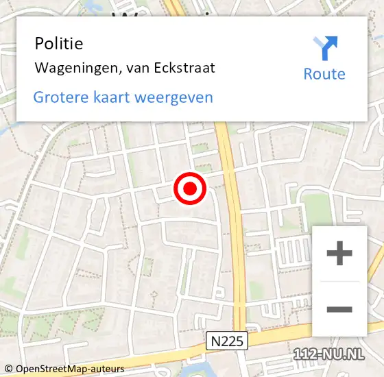 Locatie op kaart van de 112 melding: Politie Wageningen, van Eckstraat op 3 september 2022 19:37