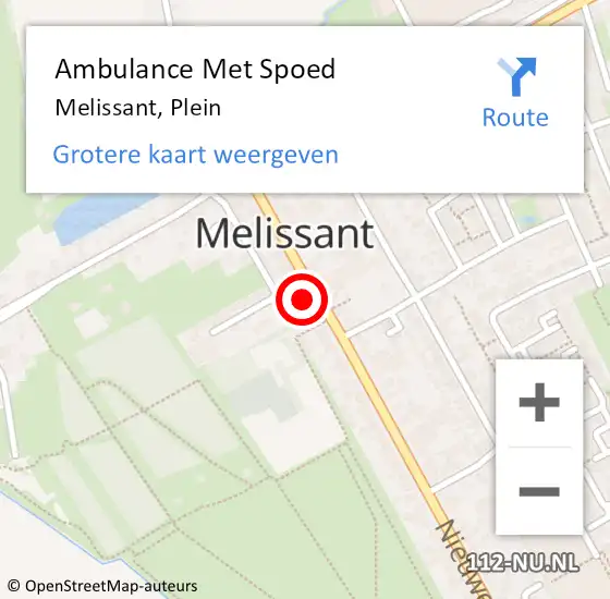 Locatie op kaart van de 112 melding: Ambulance Met Spoed Naar Melissant, Plein op 3 september 2022 20:43