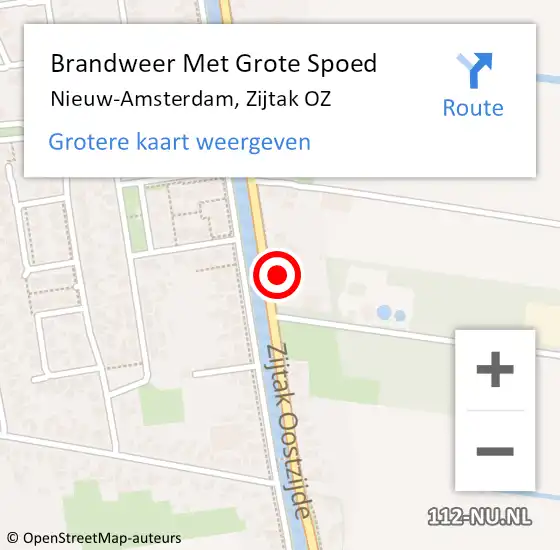 Locatie op kaart van de 112 melding: Brandweer Met Grote Spoed Naar Nieuw-Amsterdam, Zijtak OZ op 3 september 2022 20:58