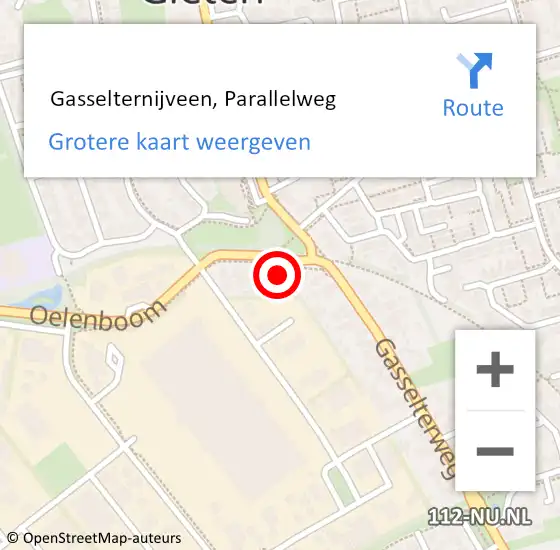 Locatie op kaart van de 112 melding:  Gasselternijveen, Parallelweg op 3 september 2022 21:15