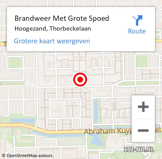 Locatie op kaart van de 112 melding: Brandweer Met Grote Spoed Naar Hoogezand, Thorbeckelaan op 3 september 2022 21:22