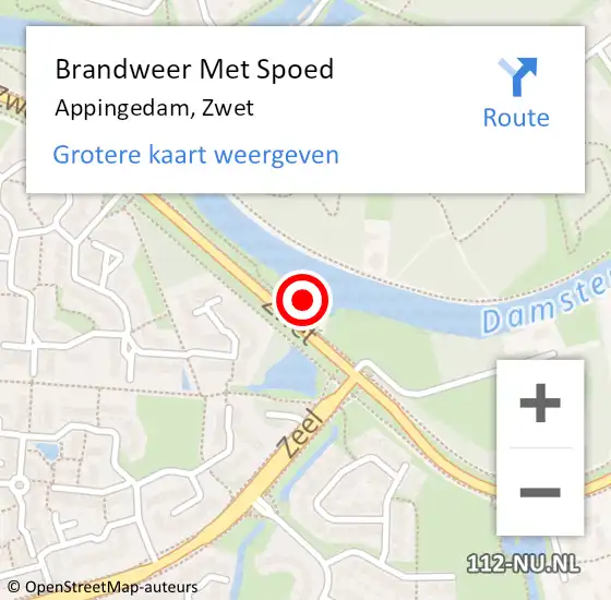 Locatie op kaart van de 112 melding: Brandweer Met Spoed Naar Appingedam, Zwet op 3 september 2022 21:44