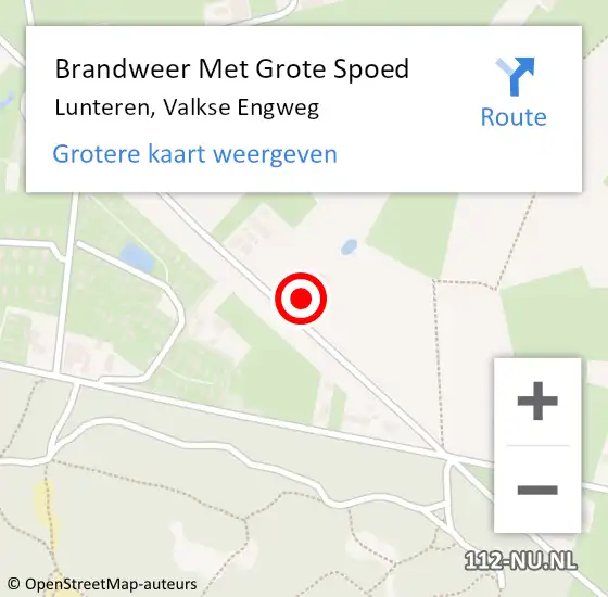 Locatie op kaart van de 112 melding: Brandweer Met Grote Spoed Naar Lunteren, Valkse Engweg op 3 september 2022 21:57