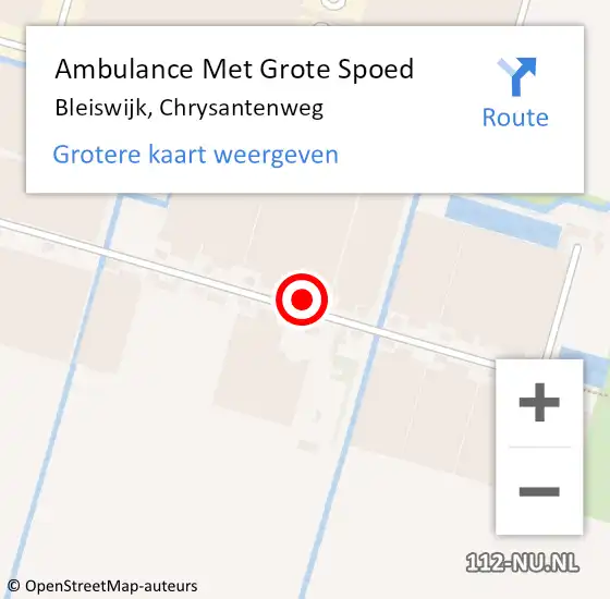 Locatie op kaart van de 112 melding: Ambulance Met Grote Spoed Naar Bleiswijk, Chrysantenweg op 3 september 2022 22:09