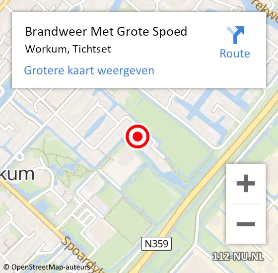 Locatie op kaart van de 112 melding: Brandweer Met Grote Spoed Naar Workum, Tichtset op 3 september 2022 22:10