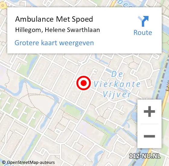 Locatie op kaart van de 112 melding: Ambulance Met Spoed Naar Hillegom, Helene Swarthlaan op 9 oktober 2013 19:39