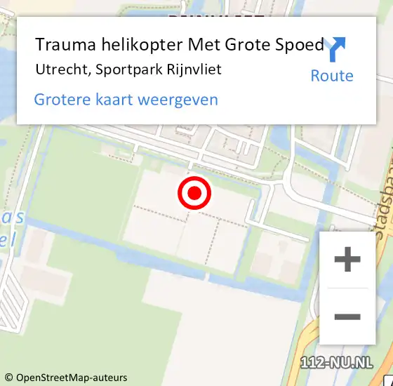 Locatie op kaart van de 112 melding: Trauma helikopter Met Grote Spoed Naar Utrecht, Sportpark Rijnvliet op 3 september 2022 22:35