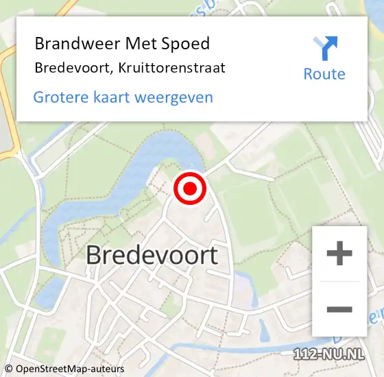 Locatie op kaart van de 112 melding: Brandweer Met Spoed Naar Bredevoort, Kruittorenstraat op 3 september 2022 22:41