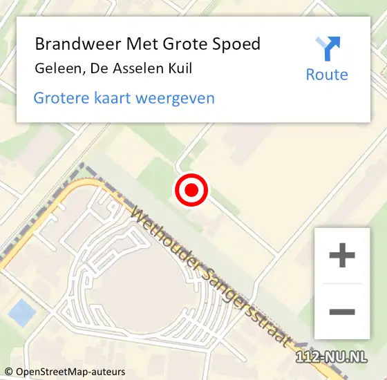 Locatie op kaart van de 112 melding: Brandweer Met Grote Spoed Naar Geleen, De Asselen Kuil op 3 september 2022 22:59