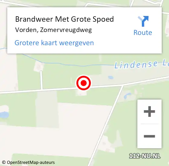 Locatie op kaart van de 112 melding: Brandweer Met Grote Spoed Naar Vorden, Zomervreugdweg op 3 september 2022 23:02