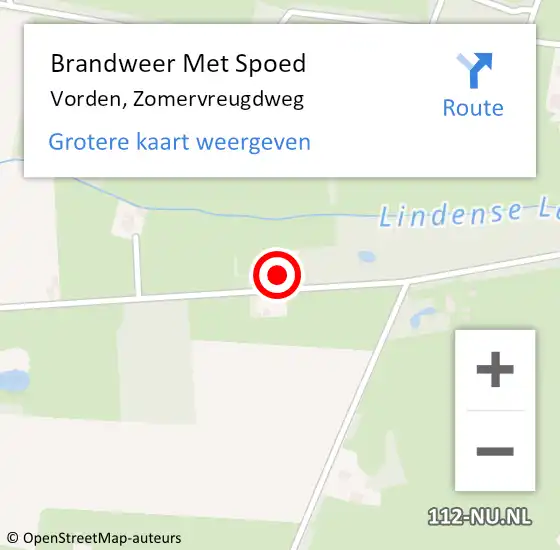 Locatie op kaart van de 112 melding: Brandweer Met Spoed Naar Vorden, Zomervreugdweg op 3 september 2022 23:20