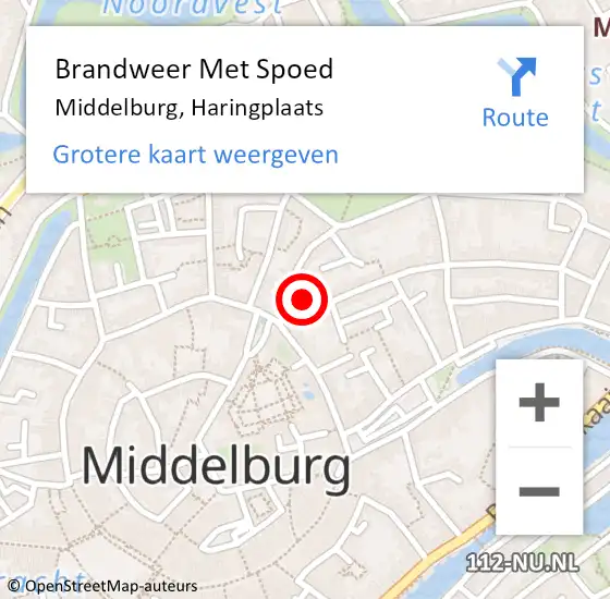 Locatie op kaart van de 112 melding: Brandweer Met Spoed Naar Middelburg, Haringplaats op 3 september 2022 23:27