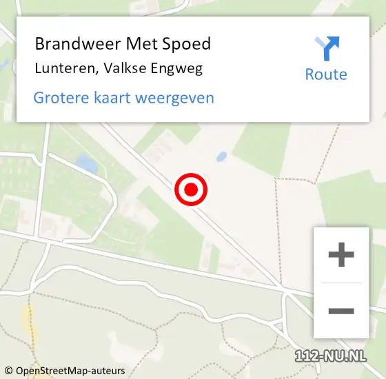 Locatie op kaart van de 112 melding: Brandweer Met Spoed Naar Lunteren, Valkse Engweg op 3 september 2022 23:27