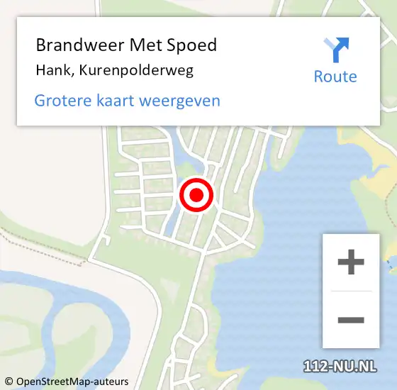 Locatie op kaart van de 112 melding: Brandweer Met Spoed Naar Hank, Kurenpolderweg op 3 september 2022 23:41