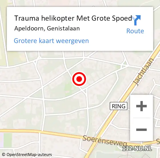 Locatie op kaart van de 112 melding: Trauma helikopter Met Grote Spoed Naar Apeldoorn, Genistalaan op 3 september 2022 23:46