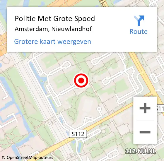 Locatie op kaart van de 112 melding: Politie Met Grote Spoed Naar Amsterdam-Zuidoost, Nieuwlandhof op 4 september 2022 00:00