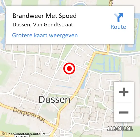 Locatie op kaart van de 112 melding: Brandweer Met Spoed Naar Dussen, Van Gendtstraat op 28 juli 2014 13:18