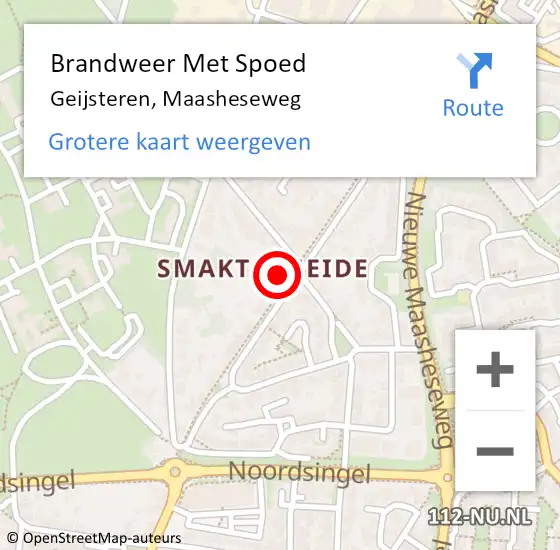 Locatie op kaart van de 112 melding: Brandweer Met Spoed Naar Geijsteren, Maasheseweg op 4 september 2022 00:16