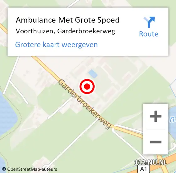 Locatie op kaart van de 112 melding: Ambulance Met Grote Spoed Naar Voorthuizen, Garderbroekerweg op 4 september 2022 00:22
