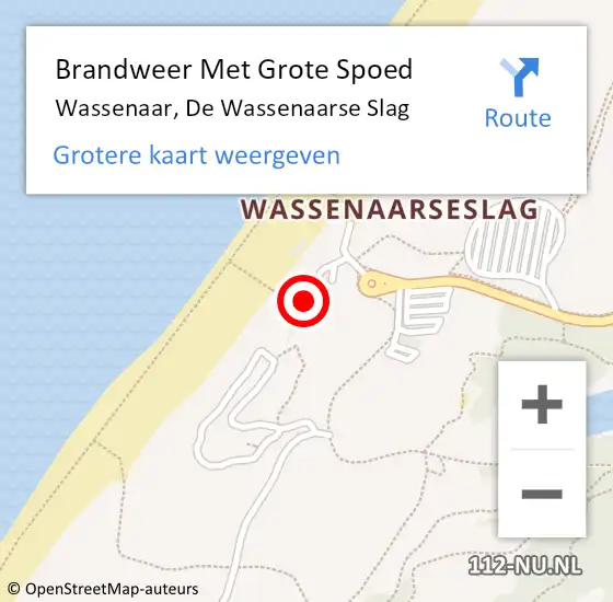 Locatie op kaart van de 112 melding: Brandweer Met Grote Spoed Naar Wassenaar, De Wassenaarse Slag op 4 september 2022 00:28