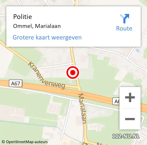 Locatie op kaart van de 112 melding: Politie Ommel, Marialaan op 4 september 2022 00:53