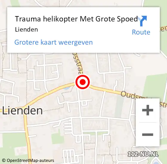 Locatie op kaart van de 112 melding: Trauma helikopter Met Grote Spoed Naar Lienden op 4 september 2022 00:55