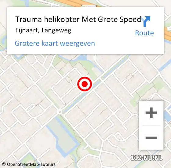 Locatie op kaart van de 112 melding: Trauma helikopter Met Grote Spoed Naar Fijnaart, Langeweg op 4 september 2022 00:55