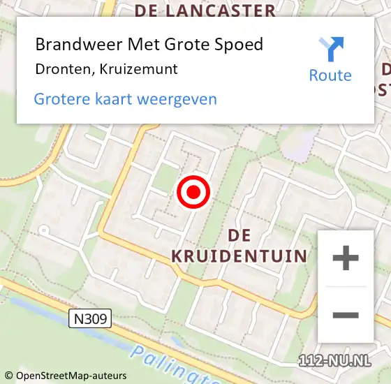 Locatie op kaart van de 112 melding: Brandweer Met Grote Spoed Naar Dronten, Kruizemunt op 4 september 2022 00:58