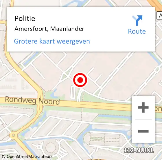 Locatie op kaart van de 112 melding: Politie Amersfoort, Maanlander op 4 september 2022 01:07