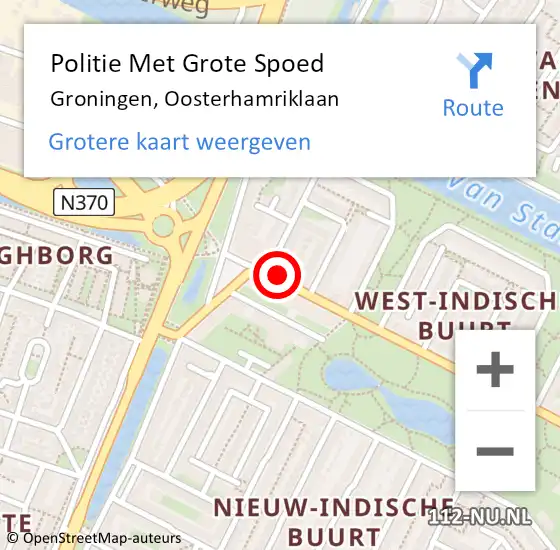 Locatie op kaart van de 112 melding: Politie Met Grote Spoed Naar Groningen, Oosterhamriklaan op 4 september 2022 01:11