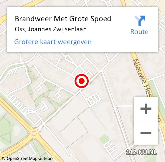 Locatie op kaart van de 112 melding: Brandweer Met Grote Spoed Naar Oss, Joannes Zwijsenlaan op 4 september 2022 01:22