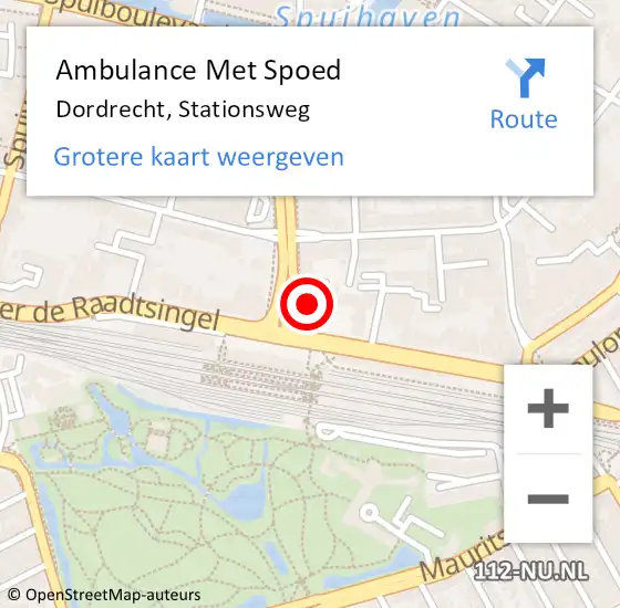 Locatie op kaart van de 112 melding: Ambulance Met Spoed Naar Dordrecht, Stationsweg op 4 september 2022 01:30