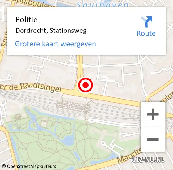 Locatie op kaart van de 112 melding: Politie Dordrecht, Stationsweg op 4 september 2022 01:32