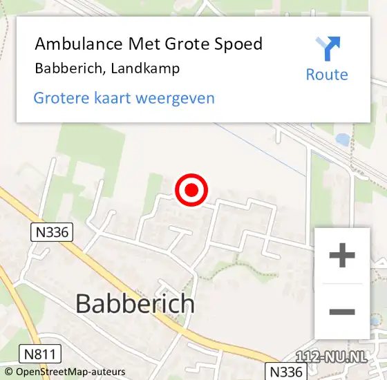 Locatie op kaart van de 112 melding: Ambulance Met Grote Spoed Naar Babberich, Landkamp op 4 september 2022 01:40