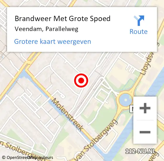 Locatie op kaart van de 112 melding: Brandweer Met Grote Spoed Naar Veendam, Parallelweg op 4 september 2022 02:24