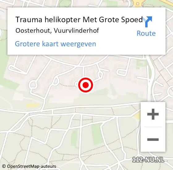 Locatie op kaart van de 112 melding: Trauma helikopter Met Grote Spoed Naar Oosterhout, Vuurvlinderhof op 4 september 2022 02:41