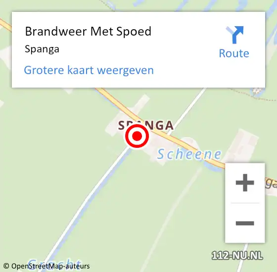Locatie op kaart van de 112 melding: Brandweer Met Spoed Naar Spanga op 4 september 2022 02:44