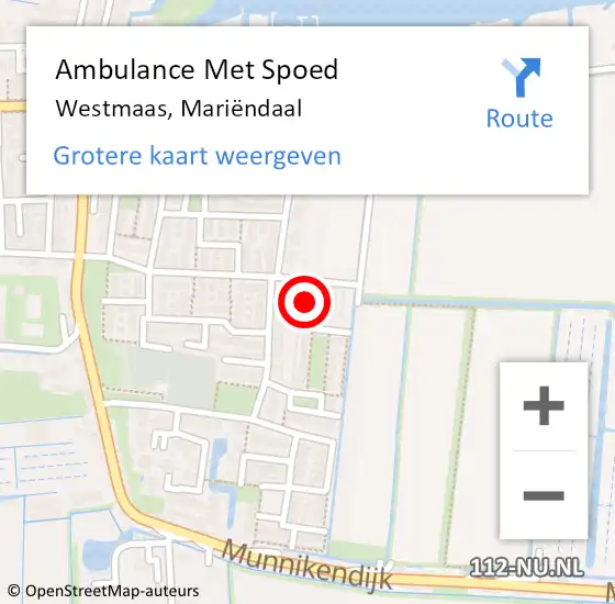 Locatie op kaart van de 112 melding: Ambulance Met Spoed Naar Westmaas, Mariëndaal op 4 september 2022 03:46