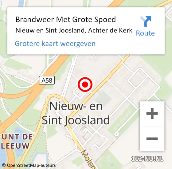 Locatie op kaart van de 112 melding: Brandweer Met Grote Spoed Naar Nieuw en Sint Joosland, Achter de Kerk op 4 september 2022 03:58