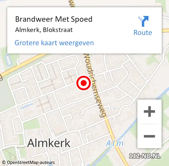 Locatie op kaart van de 112 melding: Brandweer Met Spoed Naar Almkerk, Blokstraat op 28 juli 2014 13:26