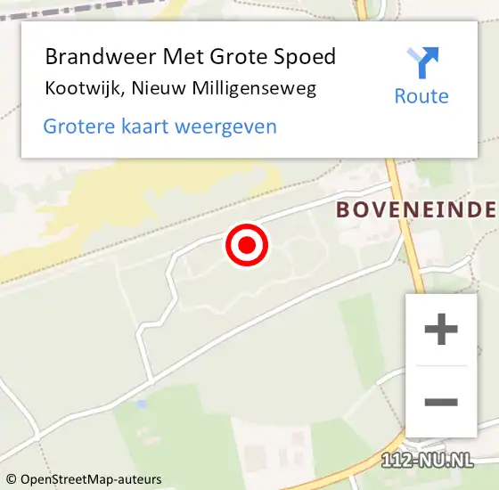 Locatie op kaart van de 112 melding: Brandweer Met Grote Spoed Naar Kootwijk, Nieuw Milligenseweg op 4 september 2022 04:36