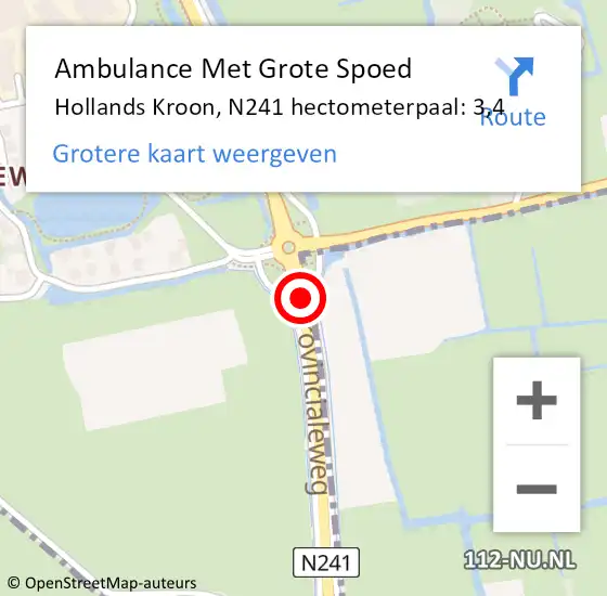 Locatie op kaart van de 112 melding: Ambulance Met Grote Spoed Naar Hollands Kroon, N241 hectometerpaal: 3,4 op 4 september 2022 04:54