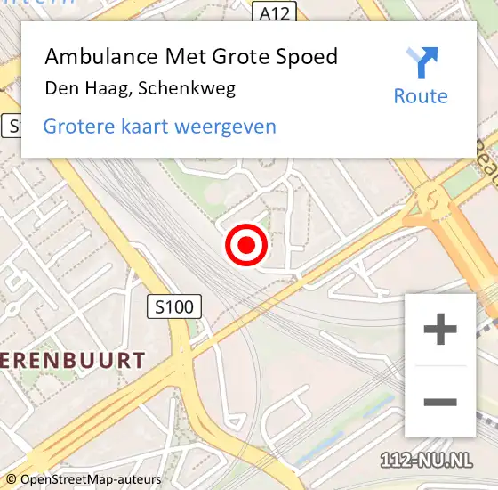 Locatie op kaart van de 112 melding: Ambulance Met Grote Spoed Naar Den Haag, Schenkweg op 4 september 2022 06:14