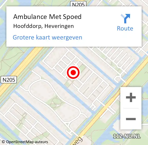 Locatie op kaart van de 112 melding: Ambulance Met Spoed Naar Hoofddorp, Heveringen op 4 september 2022 06:16