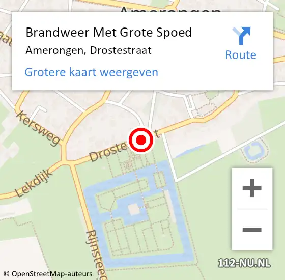 Locatie op kaart van de 112 melding: Brandweer Met Grote Spoed Naar Amerongen, Drostestraat op 28 juli 2014 13:28