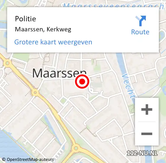 Locatie op kaart van de 112 melding: Politie Maarssen, Kerkweg op 4 september 2022 06:25