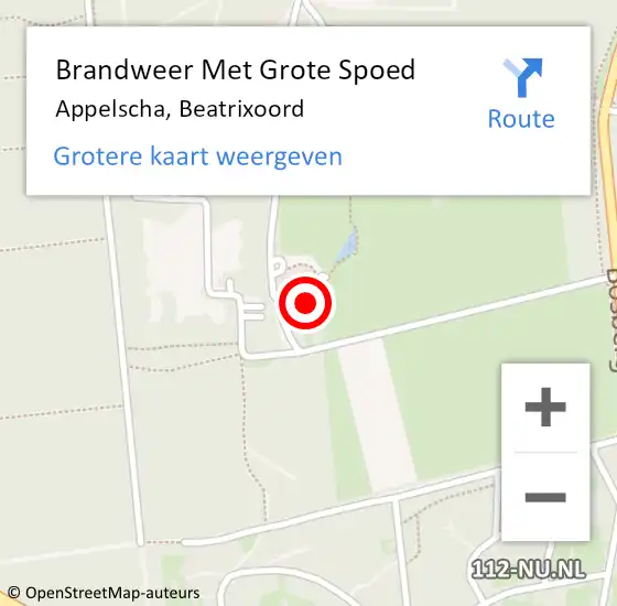 Locatie op kaart van de 112 melding: Brandweer Met Grote Spoed Naar Appelscha, Beatrixoord op 4 september 2022 06:40